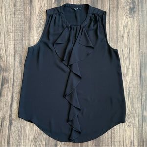 RW&CO Sleeveless Black Top With Ruffle Detail
